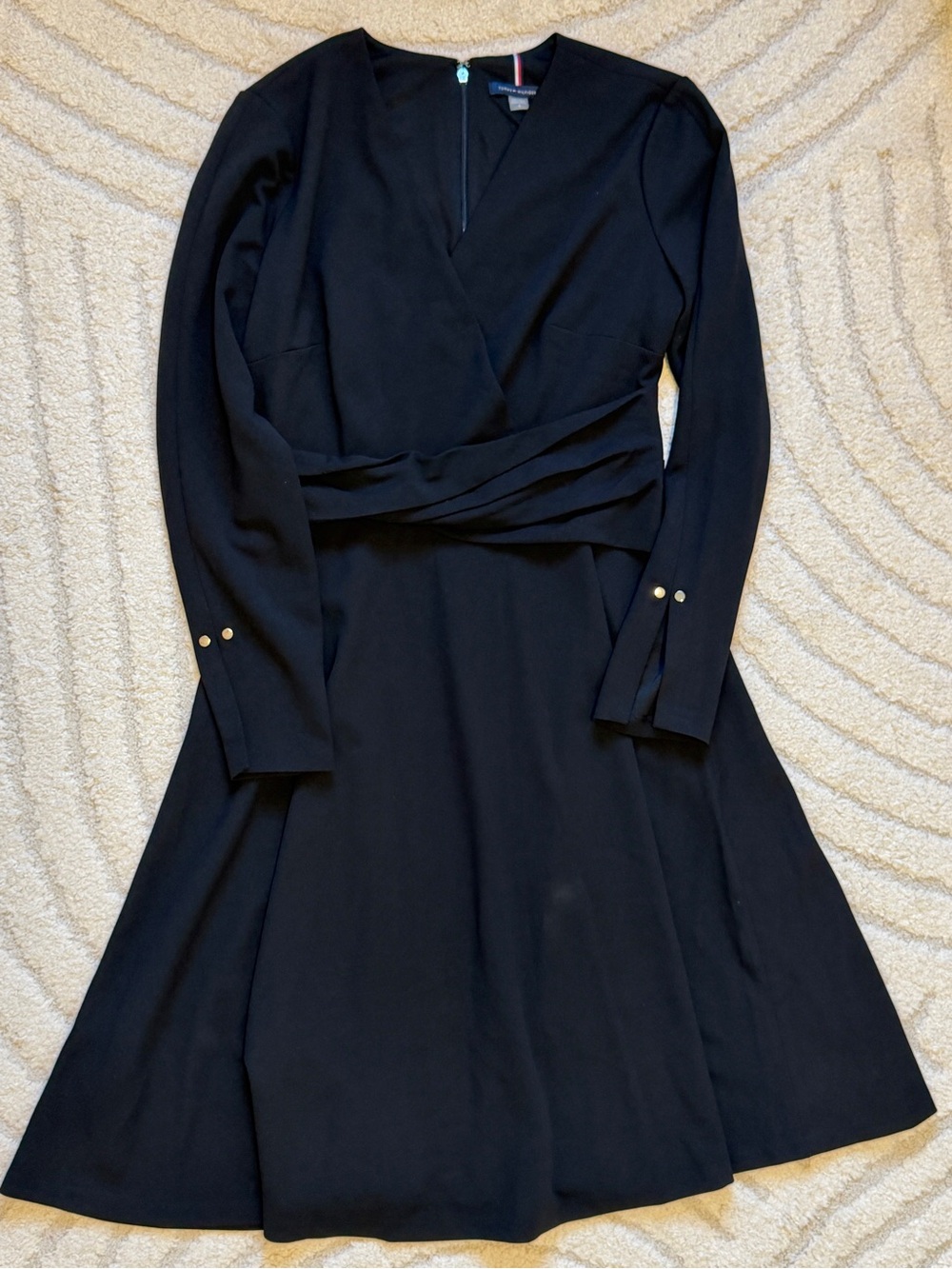 Tommy Hilfiger Black Wrap Fit & Flare Dress Size 6 NWT